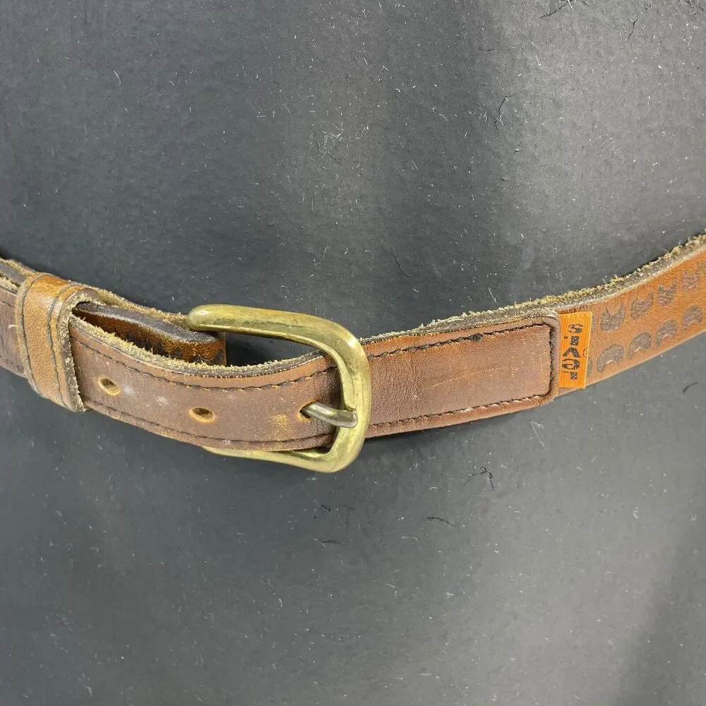 Vintage Levi’s Orange Tab Mens Belt 1970s Size 26 Genuine Brown Leather Tooling